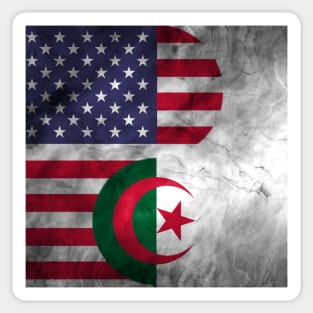 USA and Algeria Dual Flag Yin Yang Combination Sticker